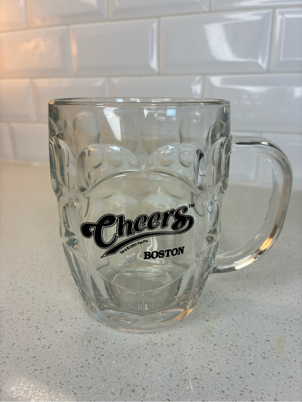 Luminarc Cheers Bar Boston Collectible Beer Stein Mug Pint Glass 5" tall 16 oz.